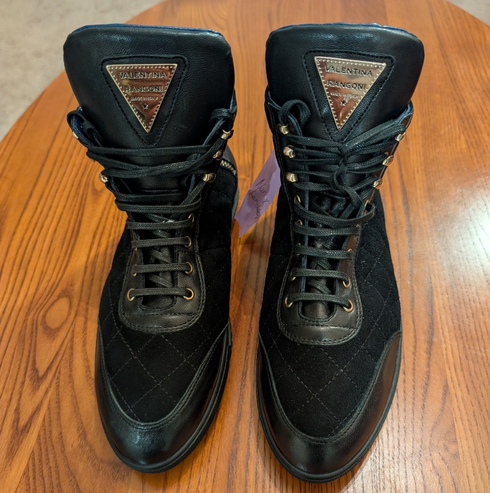 Valentina Rangoni Black Leather/Quilted Booties - Size 6.5M - Picture 1 of 12